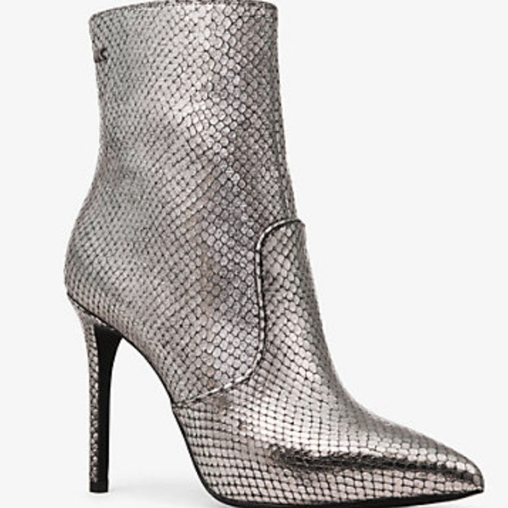 Michael Kors Blaine Metallic Embossed LeatherAnkle Boot - Picture 1 of 9